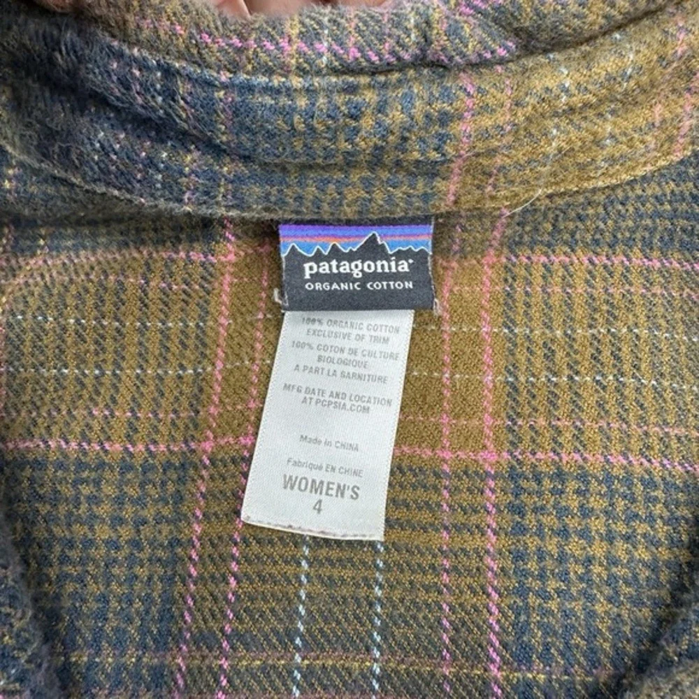 Patagonia Womens Fjord 4 Organic Cotton Flannel Plaid Button Down Shirt Brown - Picture 7 of 13